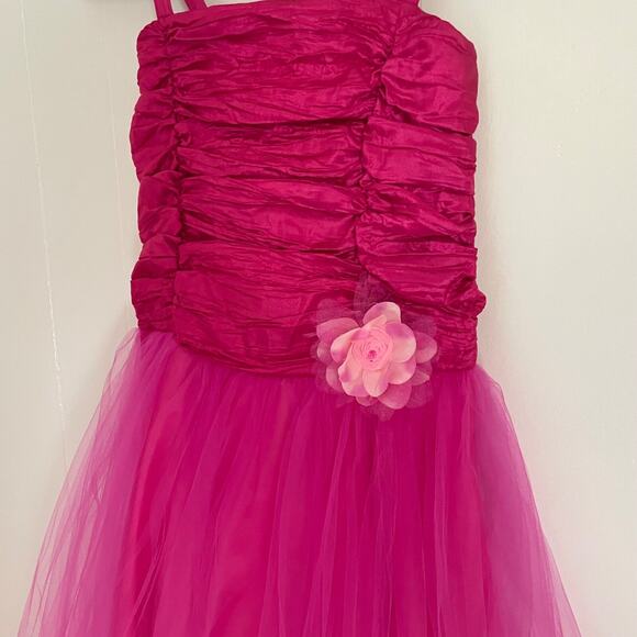 Girls Hot Pink Tulle Party Dress Sz 12 Flower Girl Prom Pageant Formal Princess - Picture 3 of 11